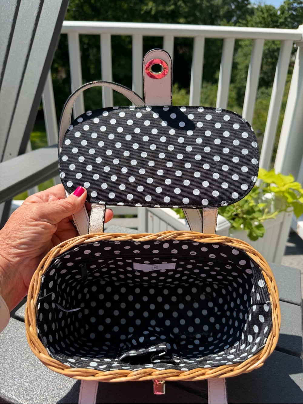Wicker Bag with White Leather Trim - Picture 4 of 4